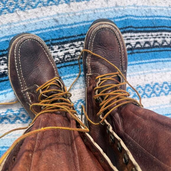 Men’s Vintage W.C Russell Moccasin Sheep Hunter Leather Quilted Lined Boots 10.5